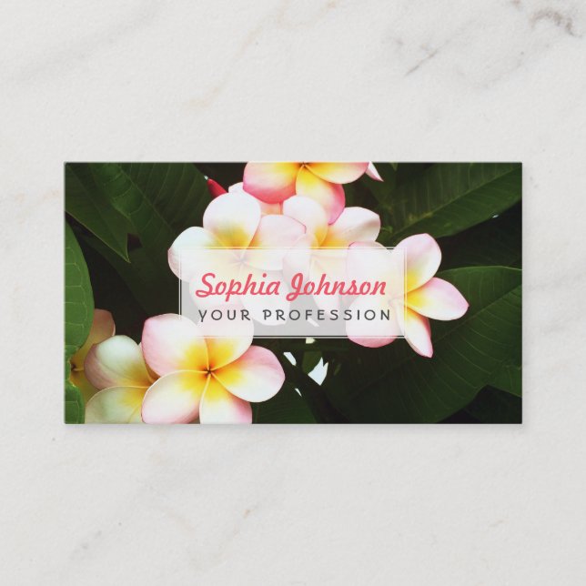 Tropische Frangipani-Blume Visitenkarte (Vorderseite)