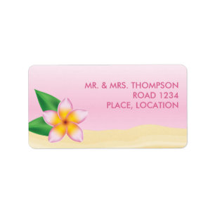 Tropische Frangipani-Blumen-Strand-Hochzeit in Ros Adressaufkleber