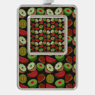 Tropische Frucht nahtlos farbenfroh Rahmen-Ornament Silber