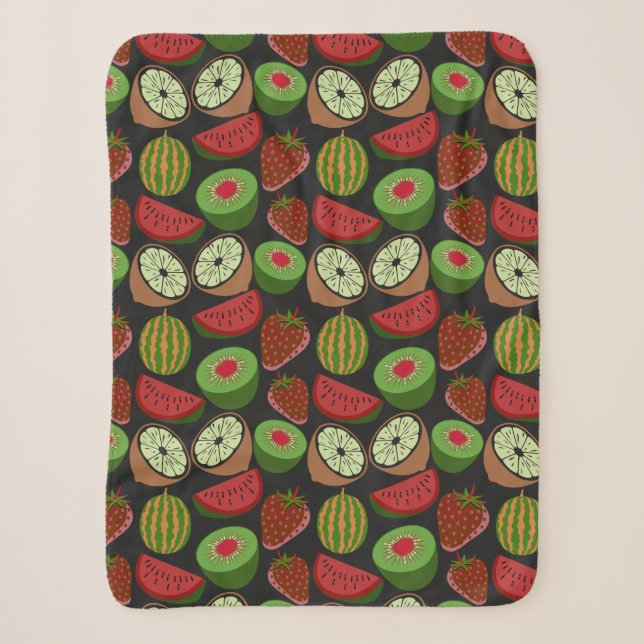 Tropische Frucht nahtlos farbenfroh Sherpadecke (Vorderseite)