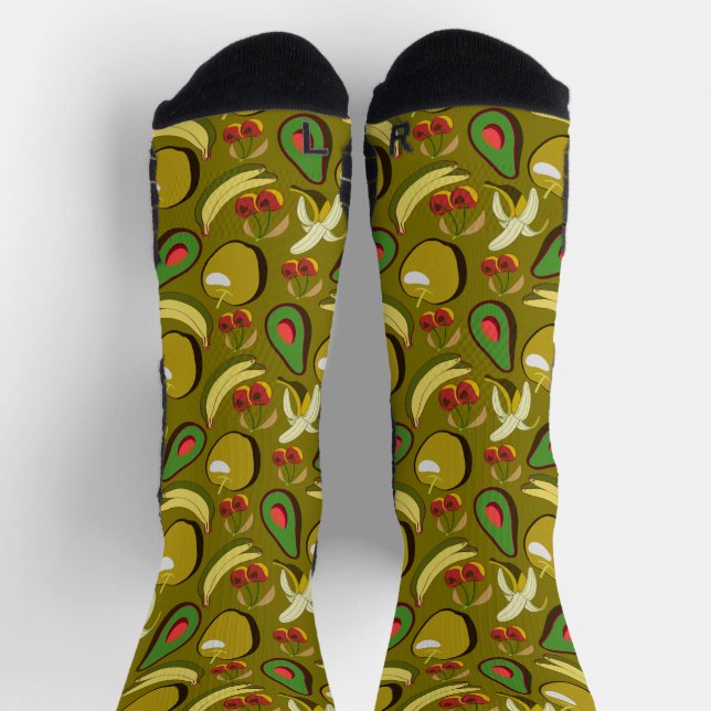 Tropische Frucht nahtlos Muster gelbe Verpackung p Socken (Oben)