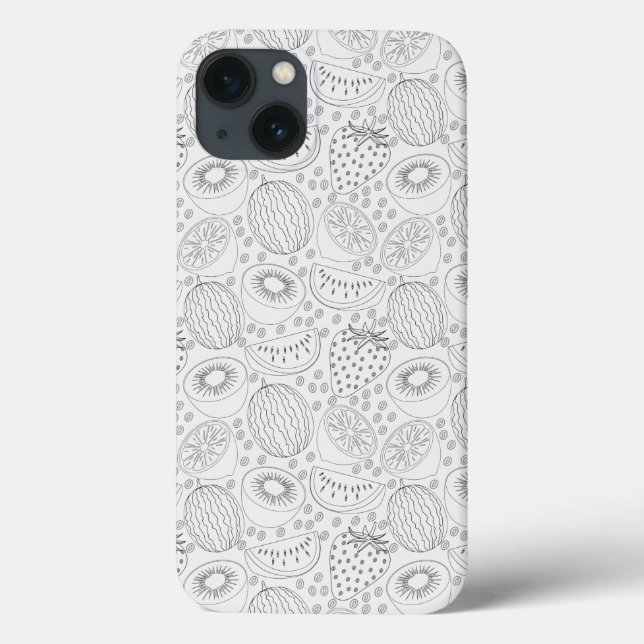 Tropische Frucht nahtlos Muster schwarz-weiß Case-Mate iPhone Hülle (Rückseite)