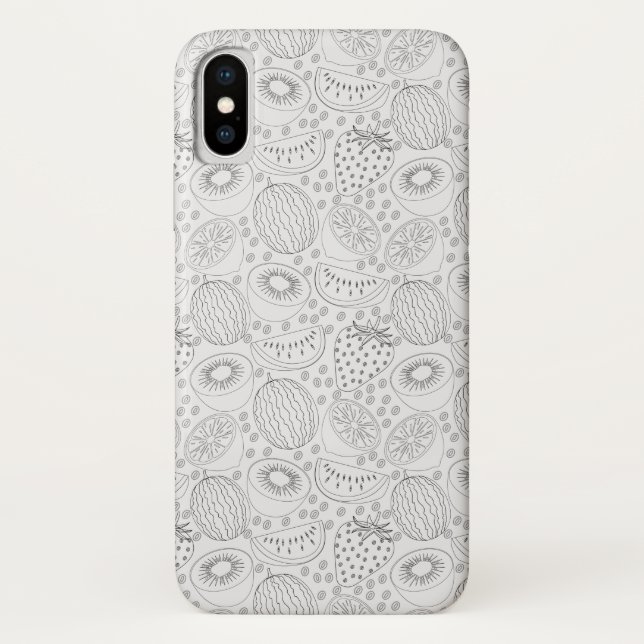 Tropische Frucht nahtlos Muster schwarz-weiß Case-Mate iPhone Hülle (Rückseite)