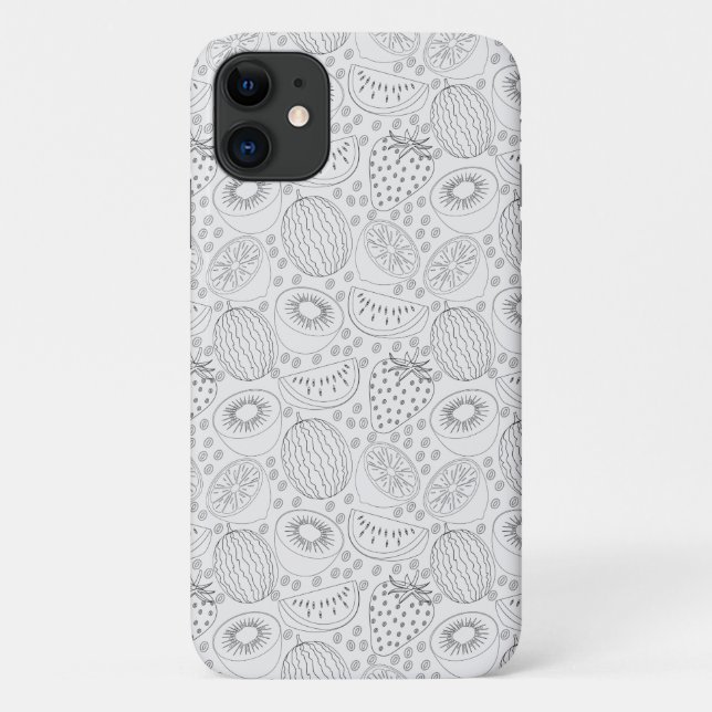 Tropische Frucht nahtlos Muster schwarz-weiß Case-Mate iPhone Hülle (Rückseite)