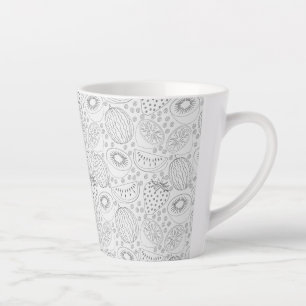 Tropische Frucht nahtlos Muster schwarz-weiß Milchtasse