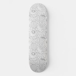 Tropische Frucht nahtlos Muster schwarz-weiß Skateboard