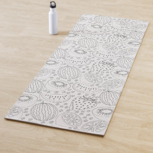 Tropische Frucht nahtlos Muster schwarz-weiß Yogamatte