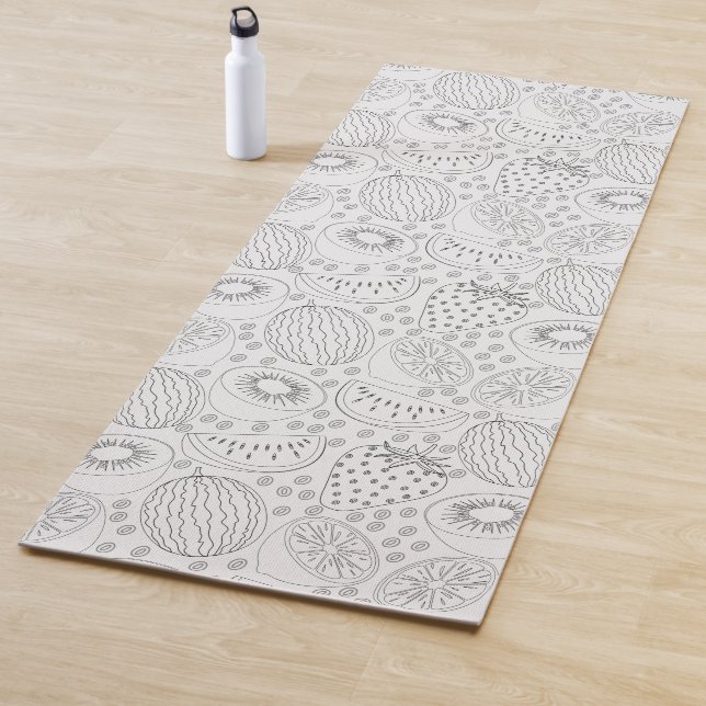 Tropische Frucht nahtlos Muster schwarz-weiß Yogamatte (Beispiel)