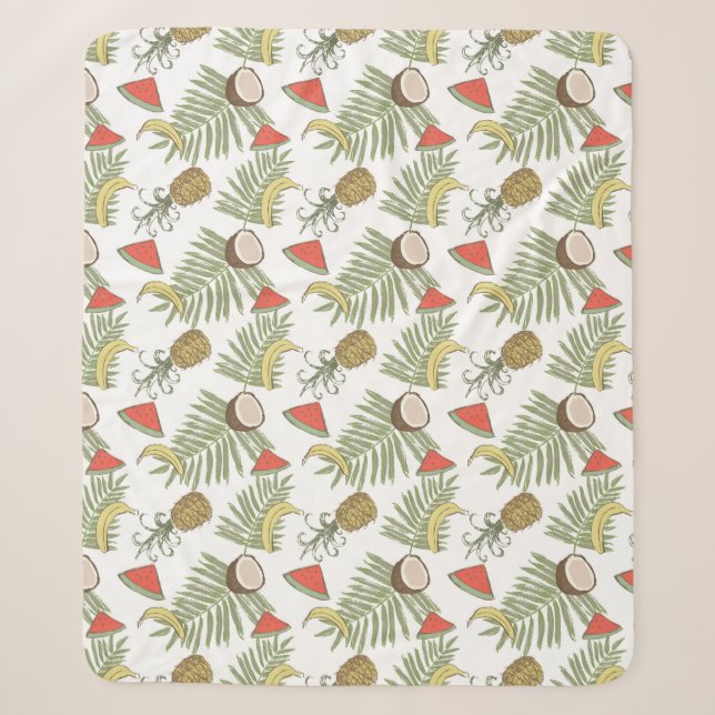 Tropische Frucht-Skizze-Muster Sherpadecke (Vorderseite)
