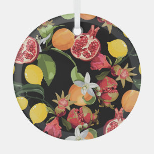 Tropische Früchte: Exotischer, nahtloser Hintergru Ornament Aus Glas