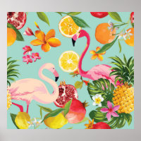 Tropische Früchte Flamingo Vintages Muster