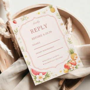 Tropische Früchte Florale Reaktion RSVP Karte