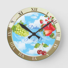 Tropische Früchte mit Mundwasser Runde Wanduhr