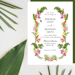 Tropische Garten Blumen- & Grünzeug-Hochzeit Einladung