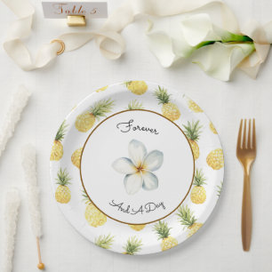 Tropische gelbe Ananas Hochzeit Pappteller