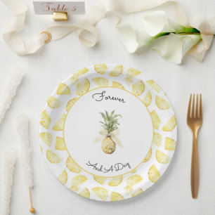 Tropische gelbe Ananas Hochzeit Pappteller