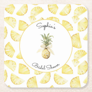 Tropische gelbe Ananas-Junggesellinnenabschied Rechteckiger Pappuntersetzer