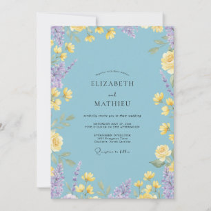 Tropische gelbe Wildblumen-Hochzeit Einladung