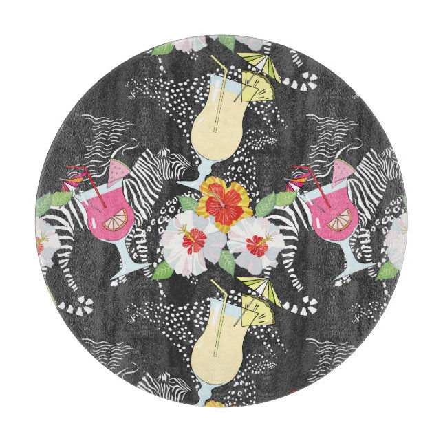 Tropische Getränke mit Tieren Schneidebrett (Vorderseite)