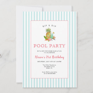 Tropische Getränke Pool Party Geburtstag Einladung