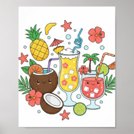Tropische Getränke – Süßes Sommer-Cocktail-Plakat Poster
