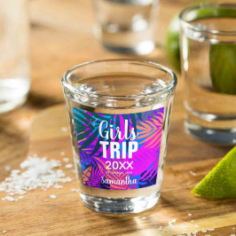Tropische Girls-Reise mit Krone, Jahr und Name Schnapsglas