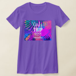 Tropische Girls-Reise mit Krone, Jahr und Name T-Shirt