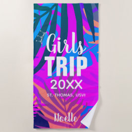 Tropische Girls-Reise mit Krone, Jahr und Namen Strandtuch