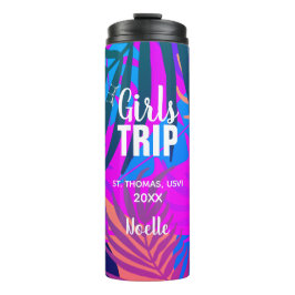 Tropische Girls-Reise mit Krone, Jahr und Namen Thermosbecher