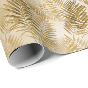 Tropische Gold-Sand-Blätter Geschenkpapier