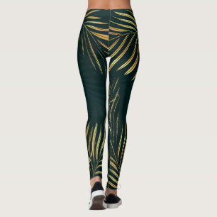 Tropische Goldblatt-Botanik-Leggings Leggings