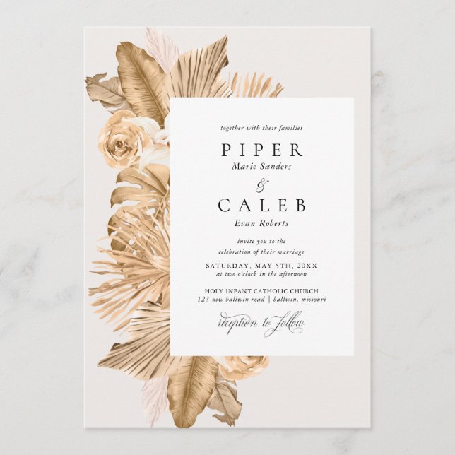 Tropische Goldmahlzeit Einladung (Vorderseite)