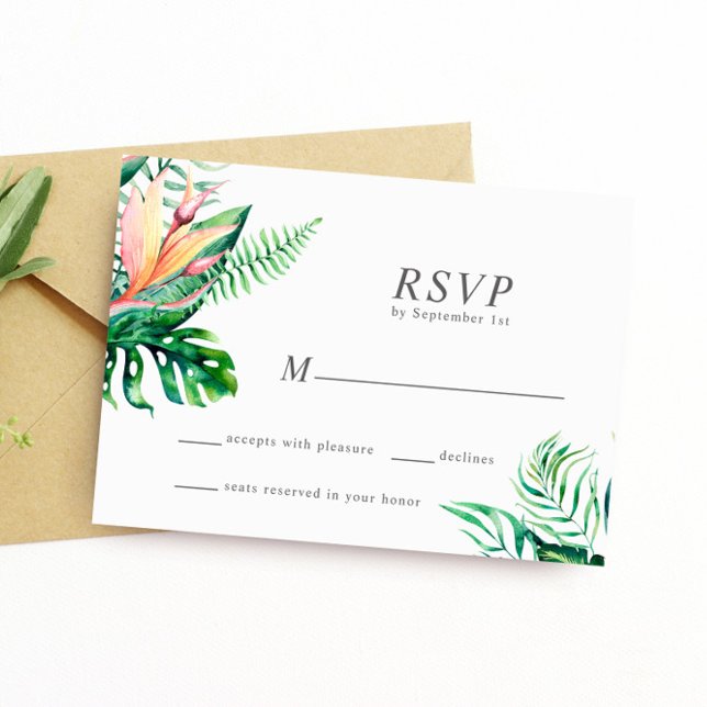 Tropische Greenery-Blume Hochzeitskarte RSVP Karte (Von Creator hochgeladen)