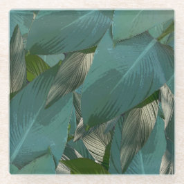 Tropische grüne Blätter Glasuntersetzer