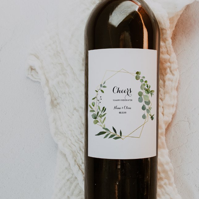 Tropische grüne Blätter Hochzeiten von Weinetikett (Von Creator hochgeladen)