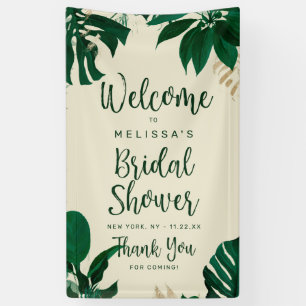 Tropische grüne Blätter Hochzeitsshower Willkommen Banner