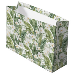 Tropische grüne Blätter Weiße Orchideen Hochzeit Große Geschenktüte