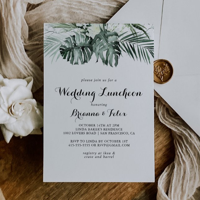 Tropische Grüne Hochzeit Luncheon Brautparty Einladung (Von Creator hochgeladen)
