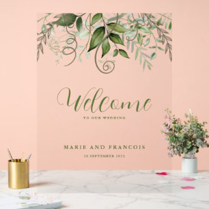 Tropische Grüne Hochzeit Willkommen Acrylschild