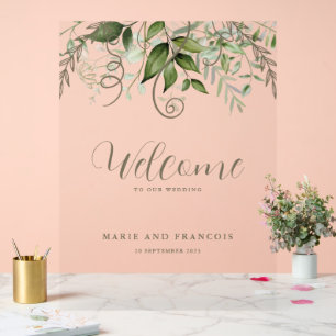 Tropische Grüne Hochzeit Willkommen Acrylschild