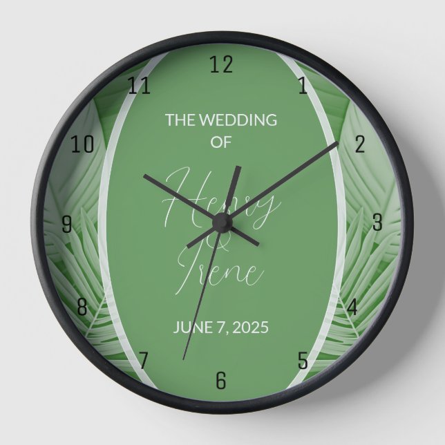 Tropische grüne Hochzeitsstippenstuhle Uhr (Vorderseite)