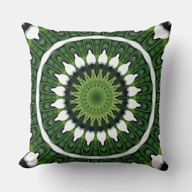 Tropische grüne Mandala Kissen (Vorderseite)