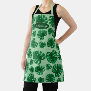 Tropische grüne Monstera-Palmenblätter & Benutzerd Schürze