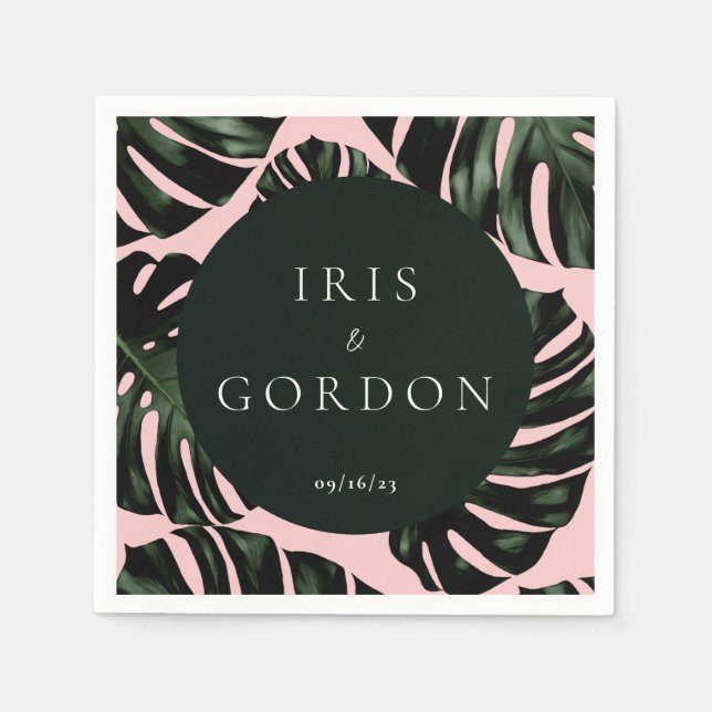 Tropische Grüne Personalisiert Hochzeit Napkins Serviette (Vorderseite)