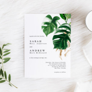 Tropische Grünpflanzen Blätter Moderne Minimale Ho Einladung