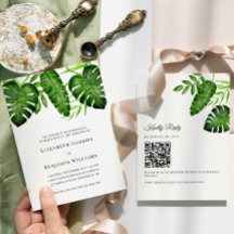 Tropische Grünpflanzen Hochzeit QR Code RSVP Botan