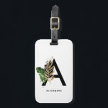 Tropische Grünpflanzen Letter A Monogram Bridesmai Gepäckanhänger<br><div class="desc">Modernes und boho- Gepäckstück. Es zeigt Aquarellbilder von tropischem Blattwerk mit Imitaten Goldfolienakzenten und schwarzen Pinseln. Personalisieren Sie diese durch Hinzufügen eines Namens. Das elegante,  blumengeschmückte Gepäckstück ist perfekt als Brautgeschenk,  Geburtstagsgeschenk und Abschluss Geschenk.</div>