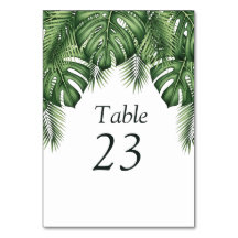 Tropische Grünpflanzen Monstera Hochzeit Tischnumm