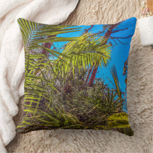 Tropische Grüntöne und Blue Sky Throw Kissen