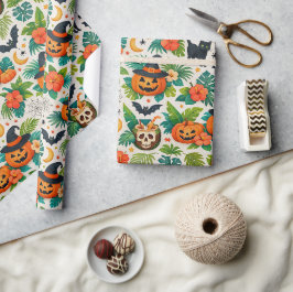Tropische Halloween-Kürbisse Geschenkpapier